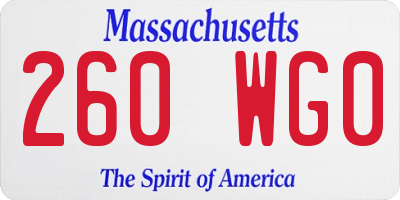 MA license plate 260WG0