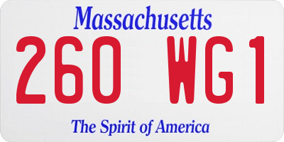 MA license plate 260WG1