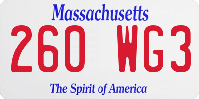 MA license plate 260WG3