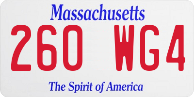 MA license plate 260WG4