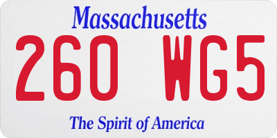 MA license plate 260WG5