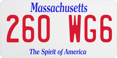 MA license plate 260WG6