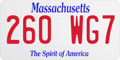 MA license plate 260WG7