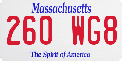 MA license plate 260WG8
