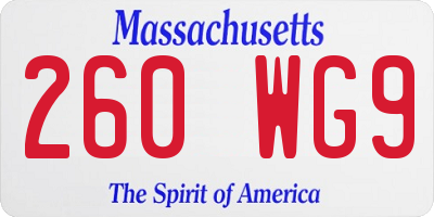 MA license plate 260WG9
