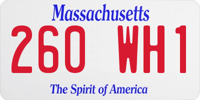 MA license plate 260WH1