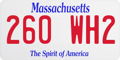MA license plate 260WH2