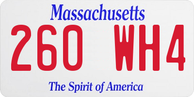 MA license plate 260WH4