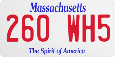 MA license plate 260WH5