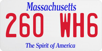 MA license plate 260WH6