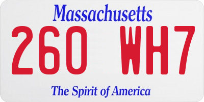 MA license plate 260WH7