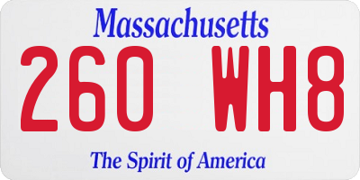 MA license plate 260WH8