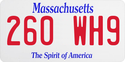 MA license plate 260WH9