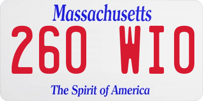 MA license plate 260WI0