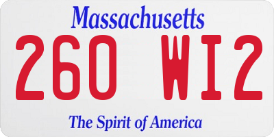 MA license plate 260WI2
