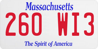 MA license plate 260WI3