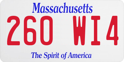MA license plate 260WI4