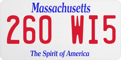 MA license plate 260WI5