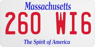 MA license plate 260WI6
