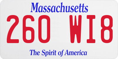 MA license plate 260WI8