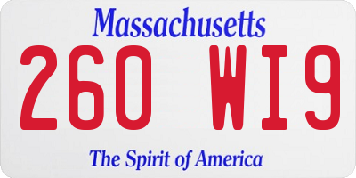 MA license plate 260WI9