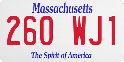 MA license plate 260WJ1