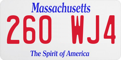 MA license plate 260WJ4