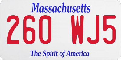 MA license plate 260WJ5