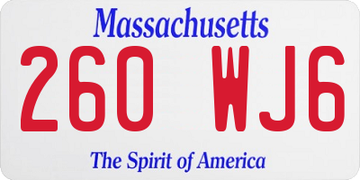 MA license plate 260WJ6