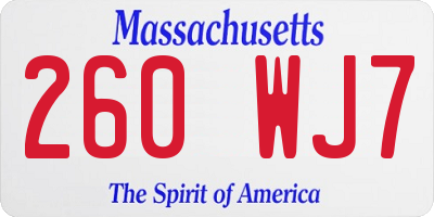 MA license plate 260WJ7