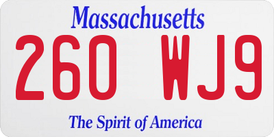 MA license plate 260WJ9