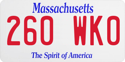 MA license plate 260WK0