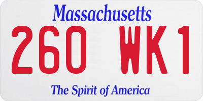 MA license plate 260WK1