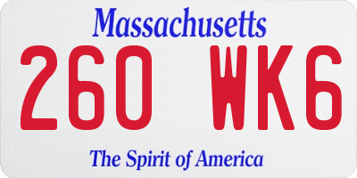 MA license plate 260WK6