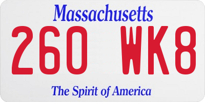 MA license plate 260WK8