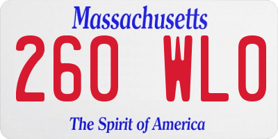 MA license plate 260WL0