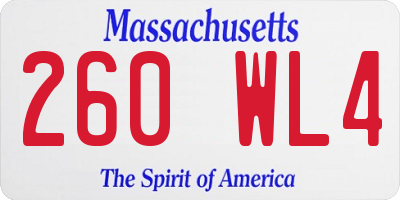 MA license plate 260WL4