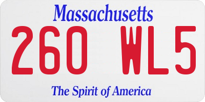 MA license plate 260WL5