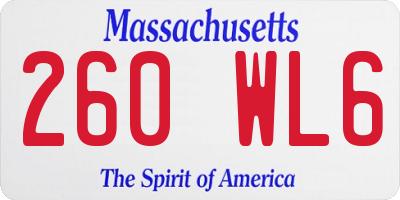 MA license plate 260WL6