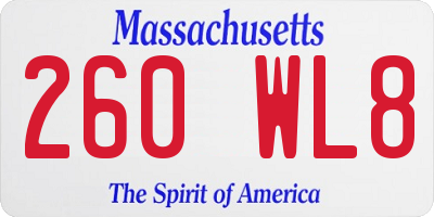 MA license plate 260WL8