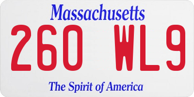 MA license plate 260WL9