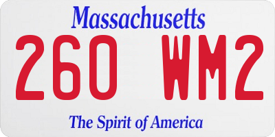 MA license plate 260WM2