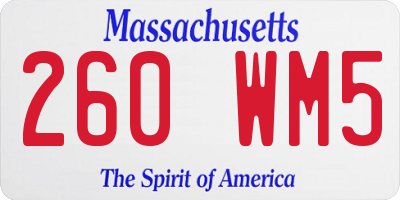 MA license plate 260WM5