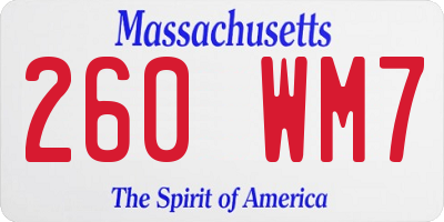 MA license plate 260WM7