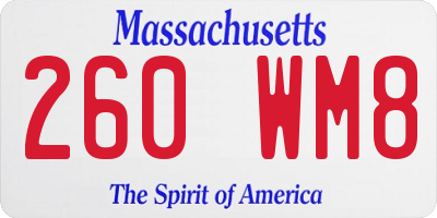 MA license plate 260WM8