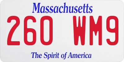 MA license plate 260WM9