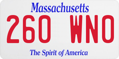 MA license plate 260WN0