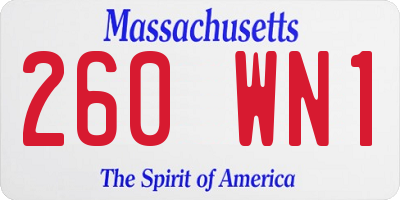 MA license plate 260WN1