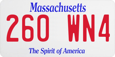 MA license plate 260WN4