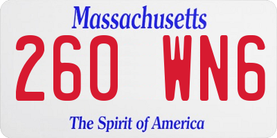 MA license plate 260WN6